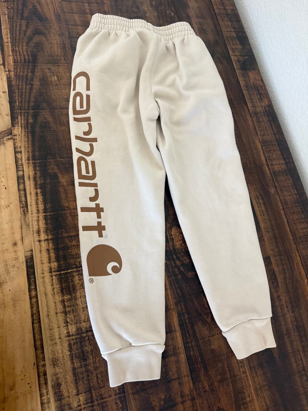 Carhartt Kids Logo Sweatpants Joggers Size S/P 6-10 Cream Beige